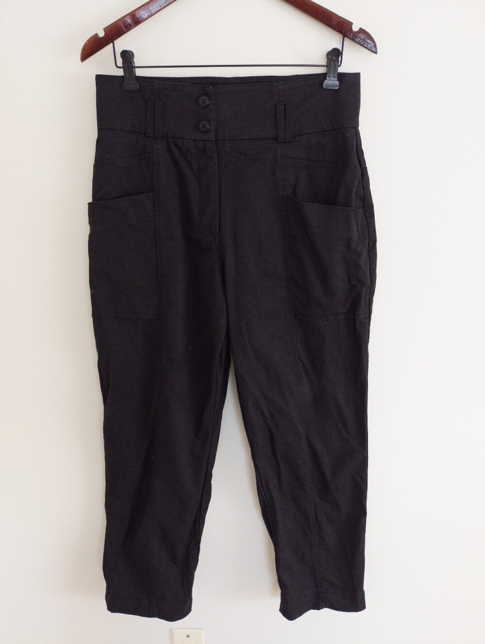 Iris Setlakwe High Rise Tencel Cotton Cropped Utility Pants Black Size 10